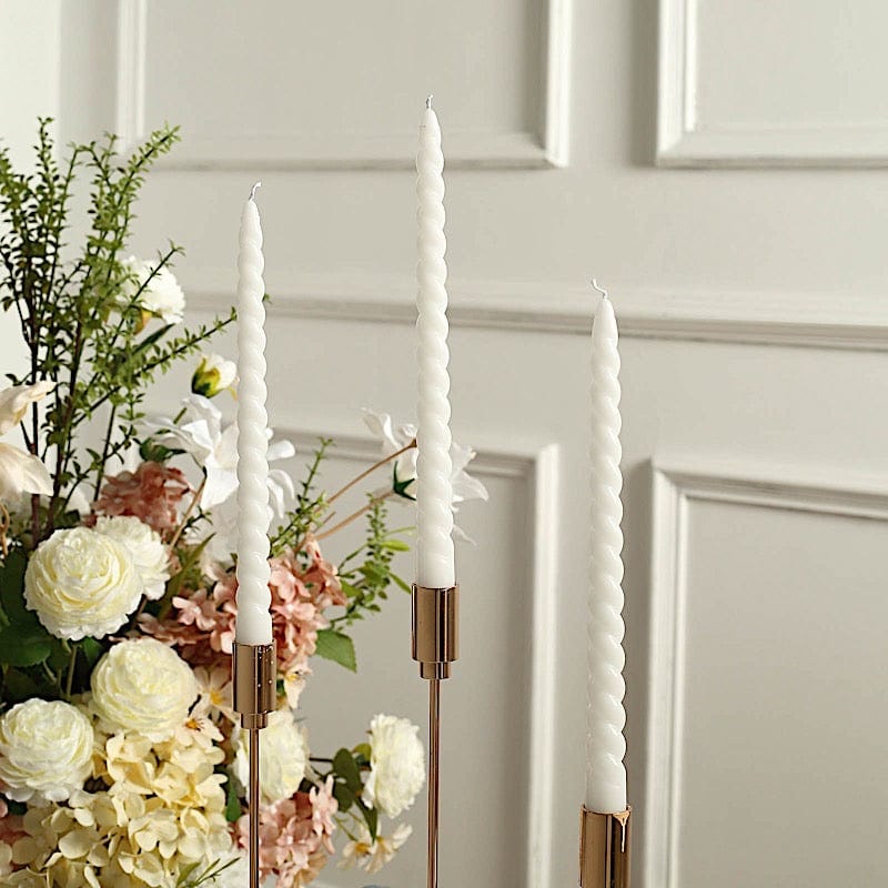 12 Premium Spiral Unscented Wax Dinner Candle Sticks