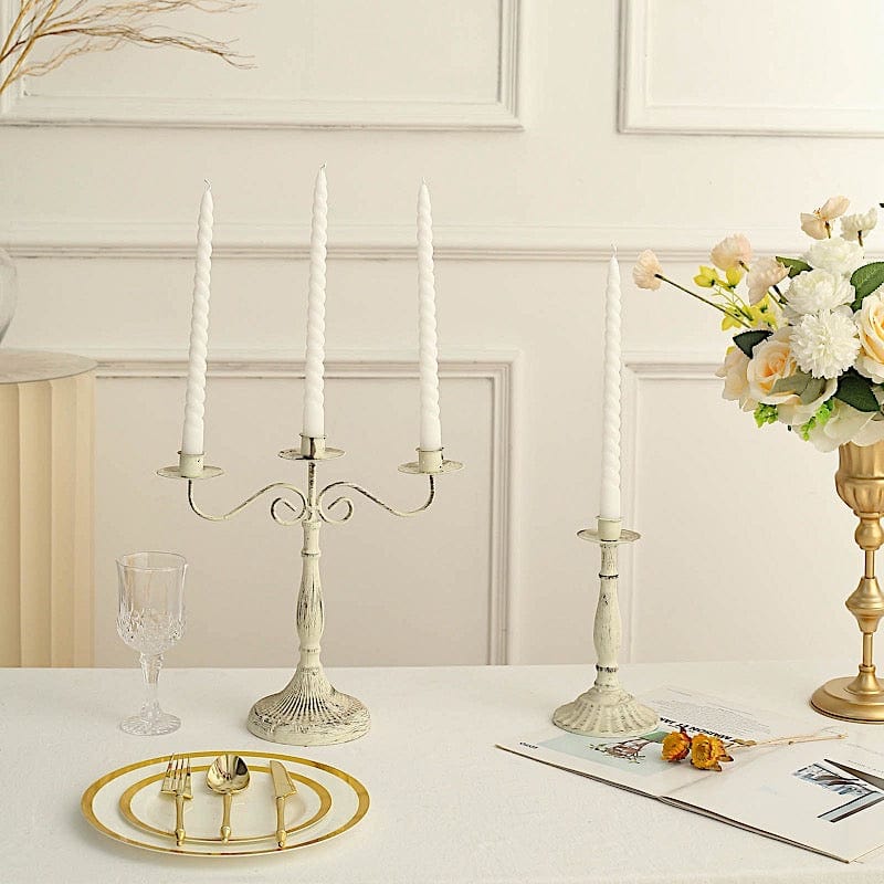 12 Premium Spiral Unscented Wax Dinner Candle Sticks
