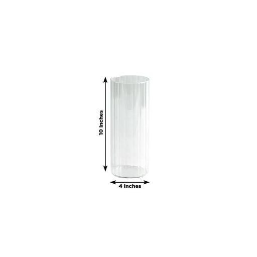 12 Ribbed Cylinder 10" tall Glass Vases Wedding Centerpieces - Clear VASE_A3_RIB_10_CLR