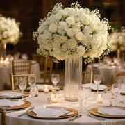 12 Ribbed Cylinder 10" tall Glass Vases Wedding Centerpieces - Clear VASE_A3_RIB_10_CLR