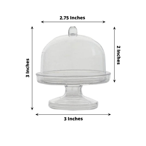 12 Round 3" tall Mini Cake Stands with Dome Favor Holders - Clear PLTC_FIL_001_S_CLR