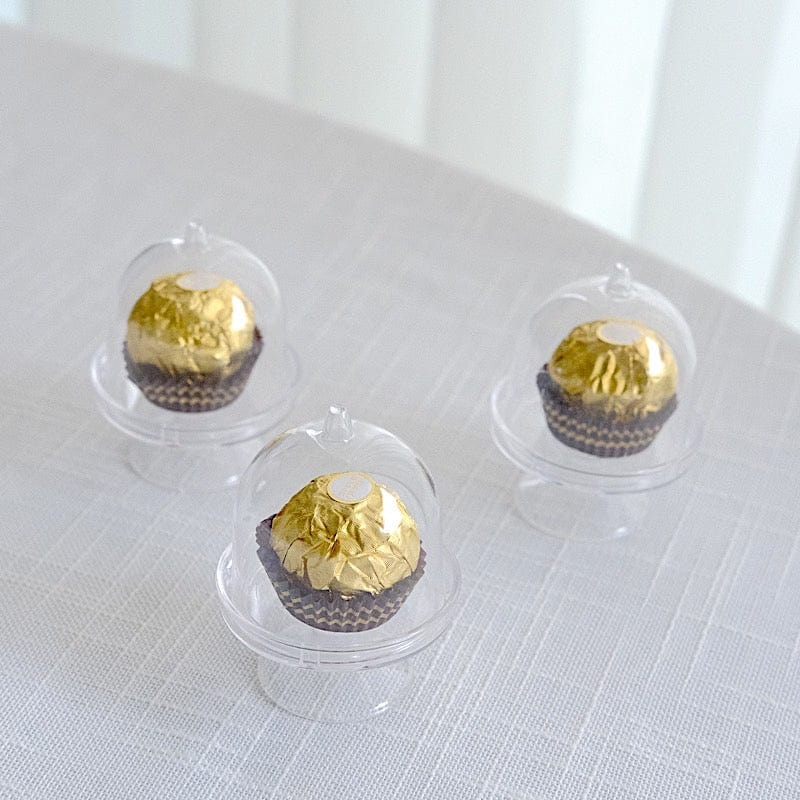 12 Round 3" tall Mini Cake Stands with Dome Favor Holders - Clear PLTC_FIL_001_S_CLR