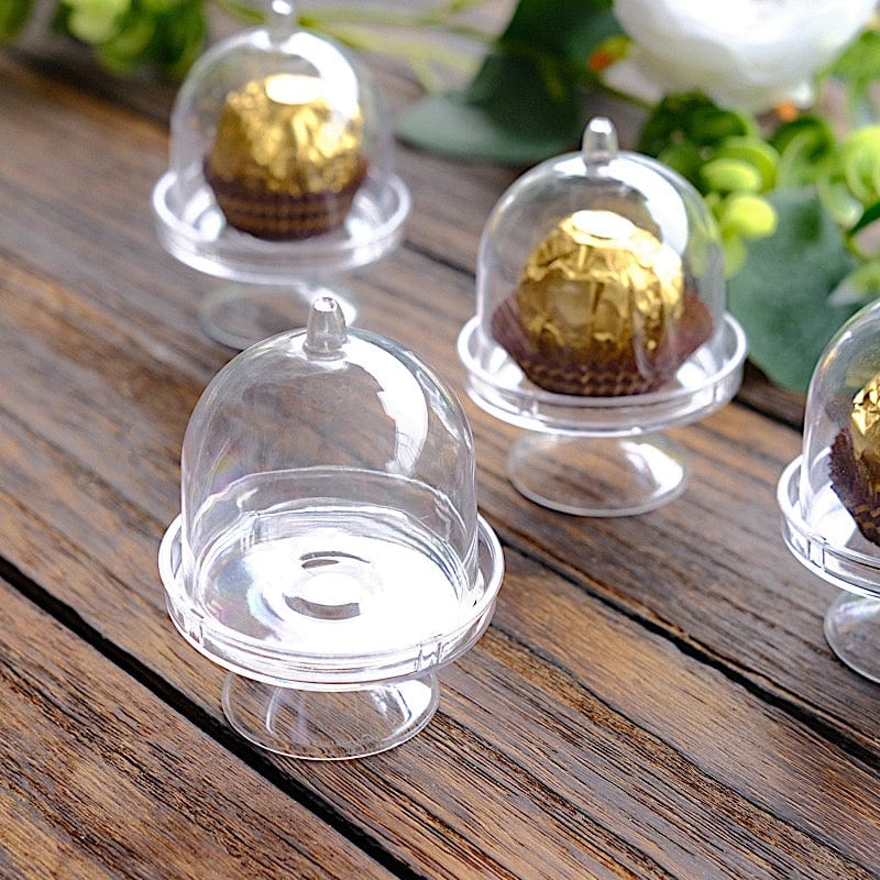 12 Round 3" tall Mini Cake Stands with Dome Favor Holders - Clear PLTC_FIL_001_S_CLR