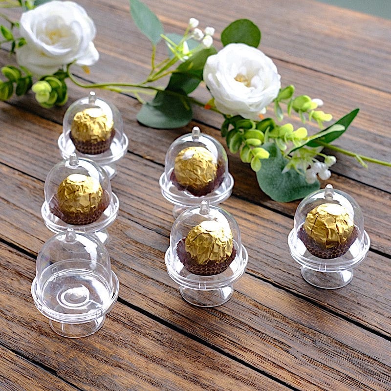 12 Round 3" tall Mini Cake Stands with Dome Favor Holders - Clear PLTC_FIL_001_S_CLR