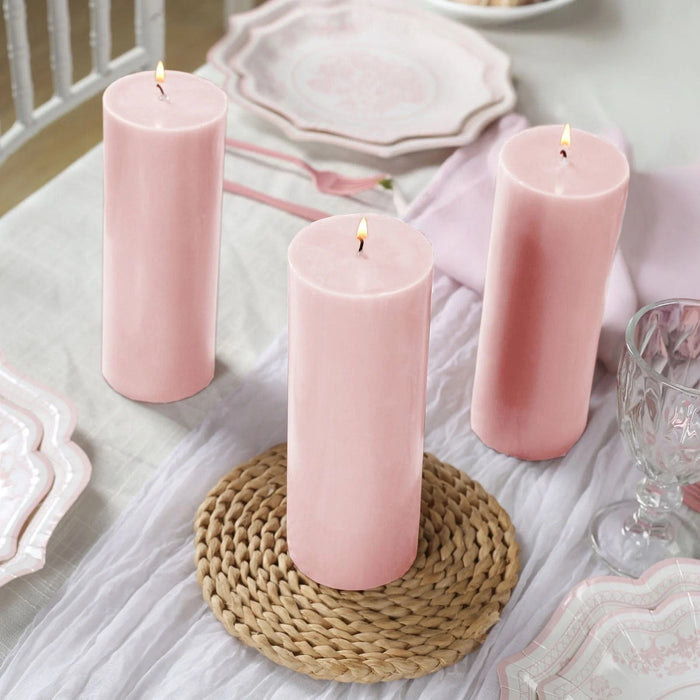 12 Round Dripless Unscented Pillar Candles