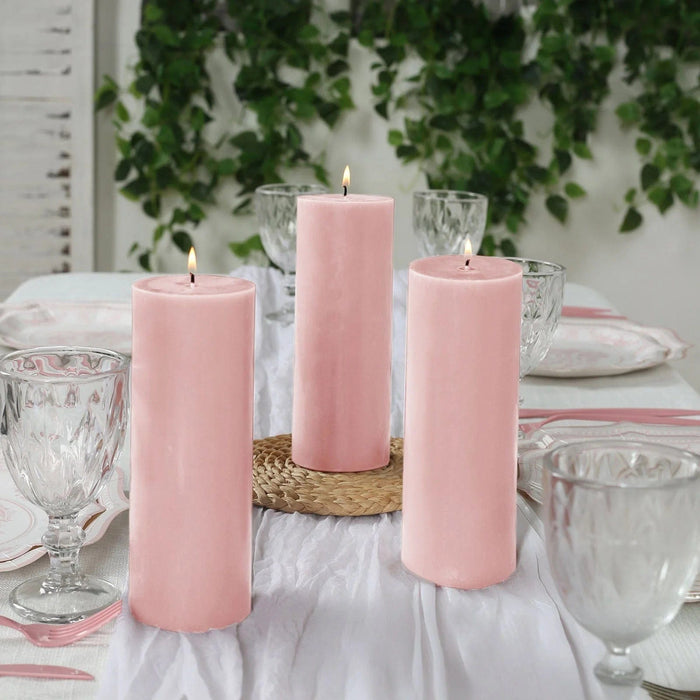 12 Round Dripless Unscented Pillar Candles