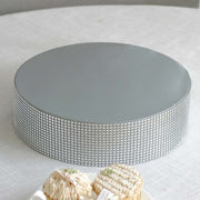 12" Round Metal Pedestal Cake Stand with Rhinestones