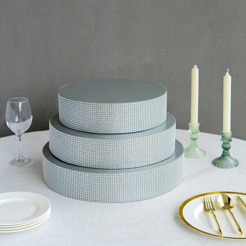 12" Round Metal Pedestal Cake Stand with Rhinestones