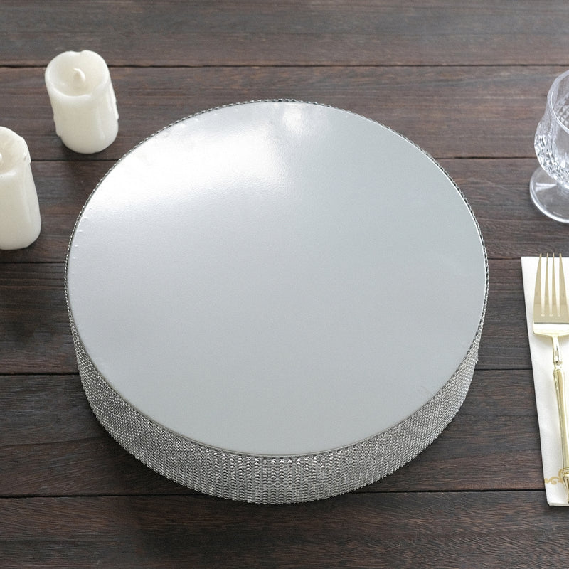 12" Round Metal Pedestal Cake Stand with Rhinestones