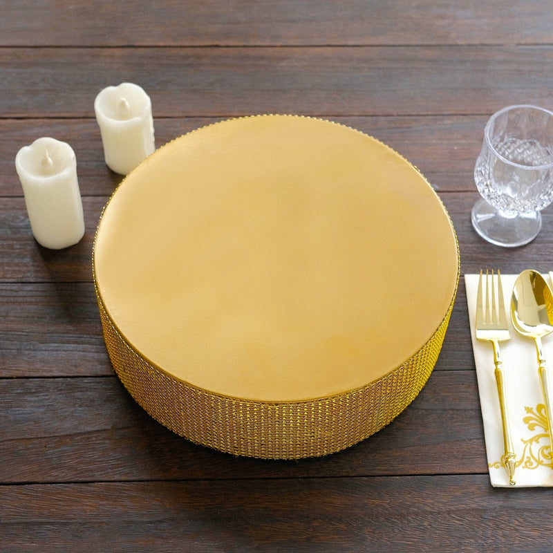 12" Round Metal Pedestal Cake Stand with Rhinestones