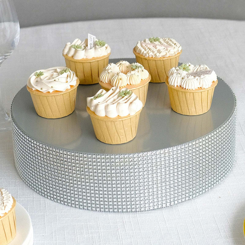12" Round Metal Pedestal Cake Stand with Rhinestones