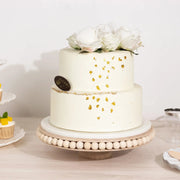 12" Round Rustic Wooden Pedestal Cake Stand with Beaded Edge - Natural CAKE_WOD025_1T_NAT