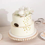 12" Round Rustic Wooden Pedestal Cake Stand with Beaded Edge - Natural CAKE_WOD025_1T_NAT