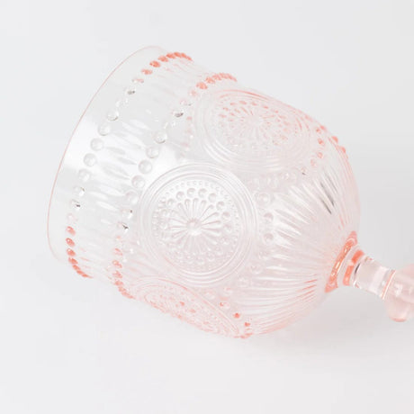 12 Shatterproof 15oz Plastic Wine Glasses with Embossed Floral Pattern