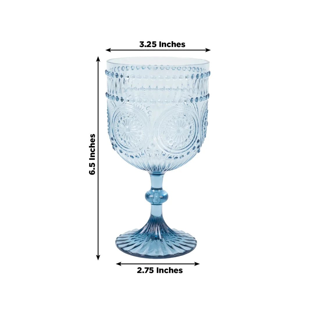 12 Shatterproof 15oz Plastic Wine Glasses with Embossed Floral Pattern