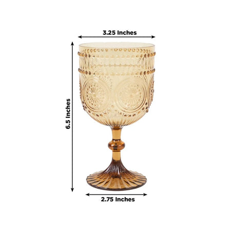 12 Shatterproof 15oz Plastic Wine Glasses with Embossed Floral Pattern