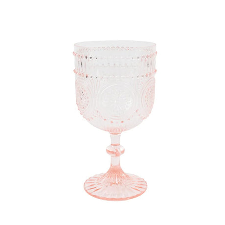 12 Shatterproof 15oz Plastic Wine Glasses with Embossed Floral Pattern DSP_CUWN015_15_046_PK12