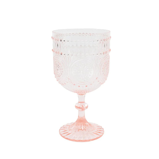 12 Shatterproof 15oz Plastic Wine Glasses with Embossed Floral Pattern DSP_CUWN015_15_046_PK12