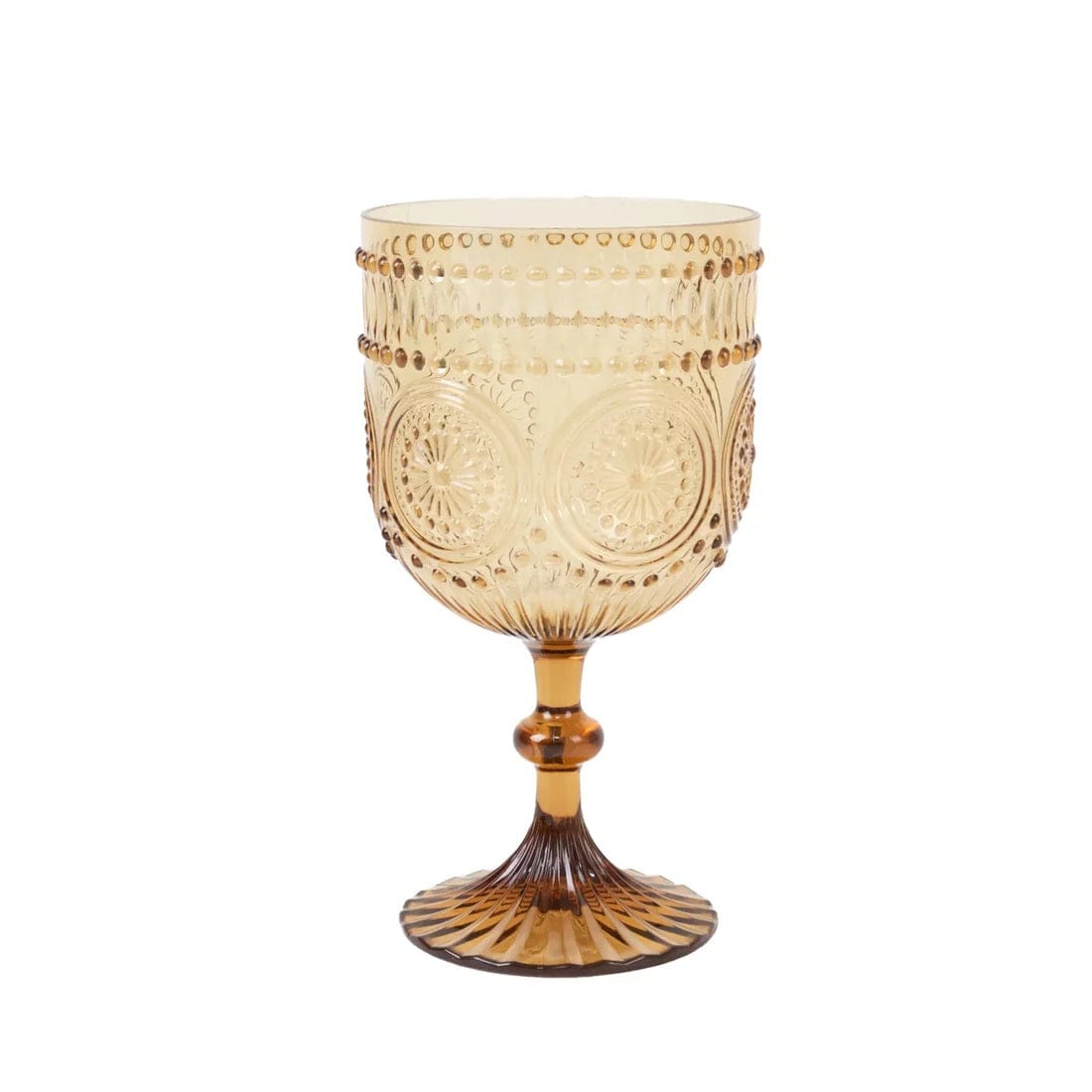 12 Shatterproof 15oz Plastic Wine Glasses with Embossed Floral Pattern DSP_CUWN015_15_AMB_PK12