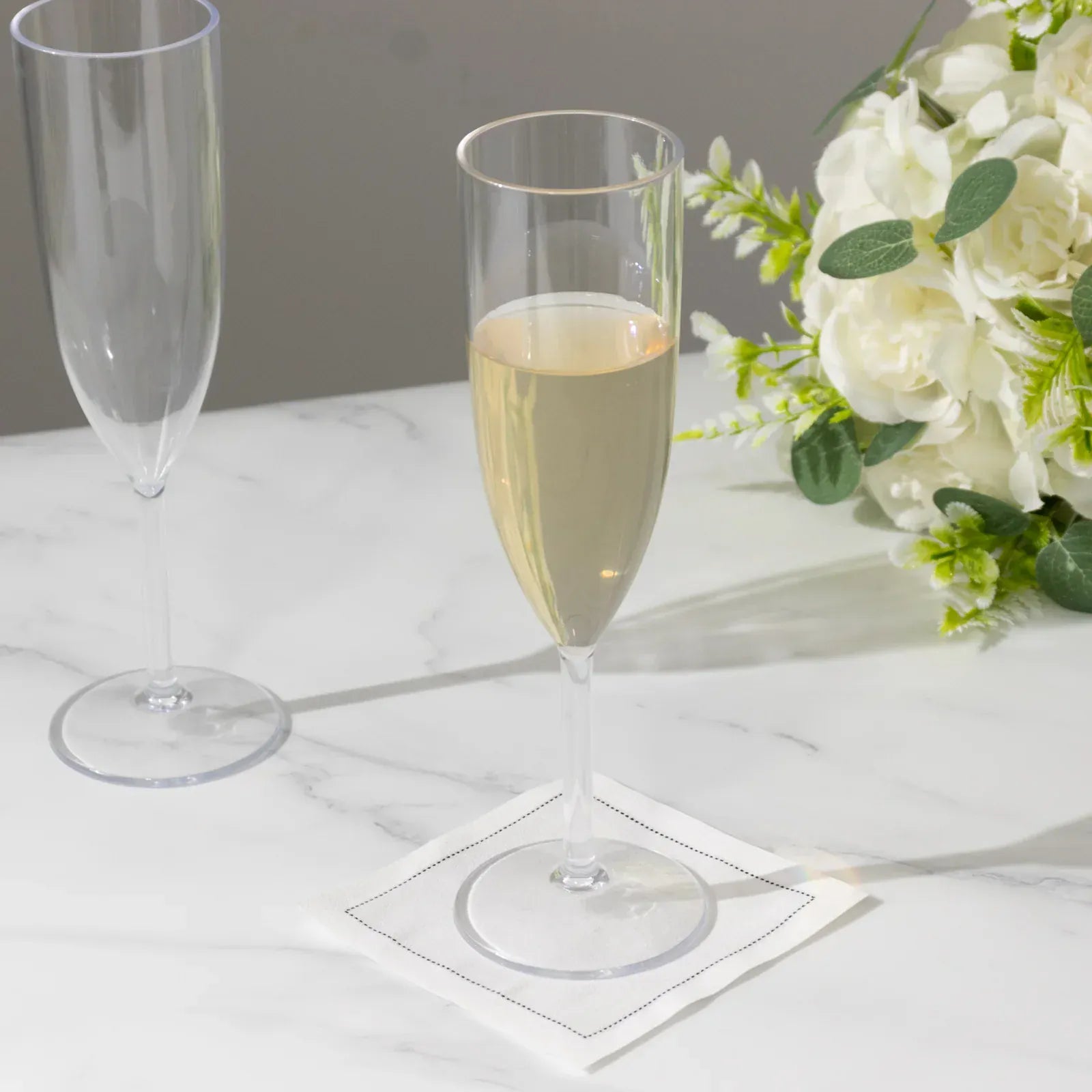 12 Shatterproof 6 oz Plastic Champagne Flutes - Clear DSP_CUCP012_6_CLR