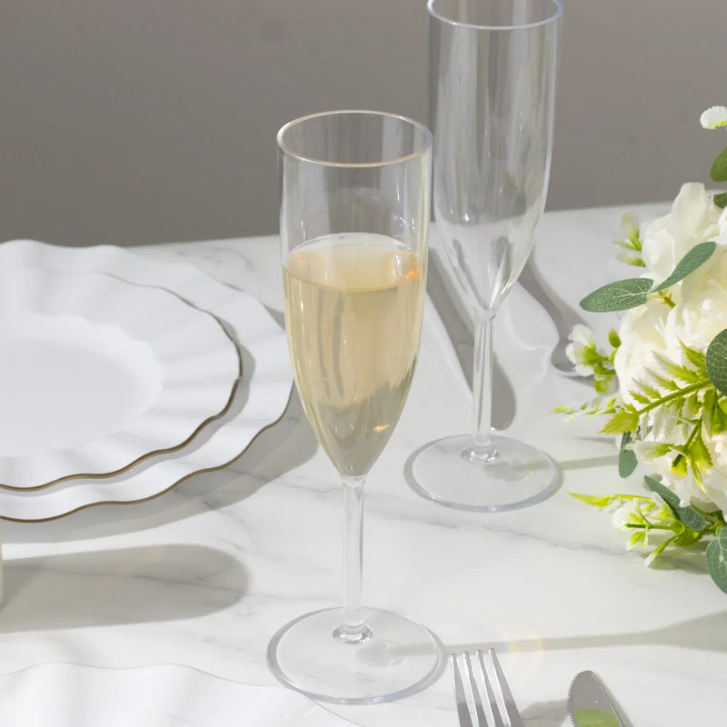 12 Shatterproof 6 oz Plastic Champagne Flutes - Clear DSP_CUCP012_6_CLR