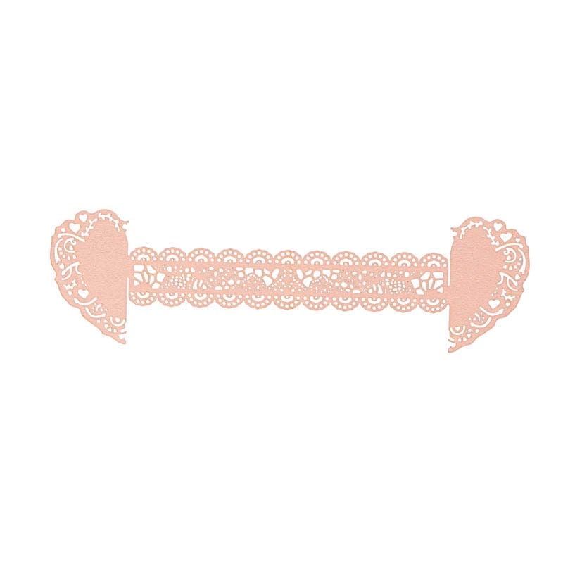 12 Shimmery Laser Cut Heart Paper Napkin Rings with Lace Pattern NAP_RING_PAP05_046