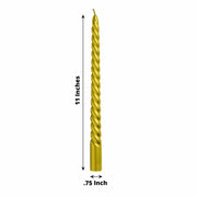 12 Spiral 11" Long Unscented Premium Wax Taper Candles