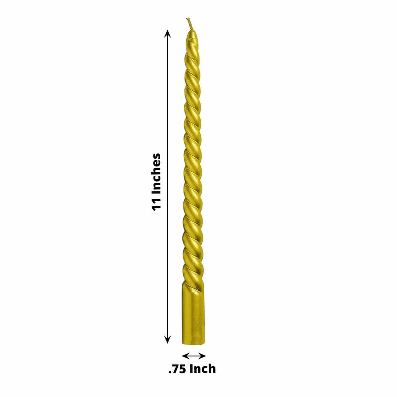 12 Spiral 11" Long Unscented Premium Wax Taper Candles