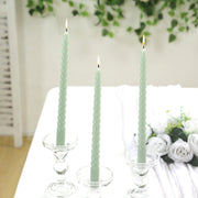 12 Spiral 11" Long Unscented Premium Wax Taper Candles