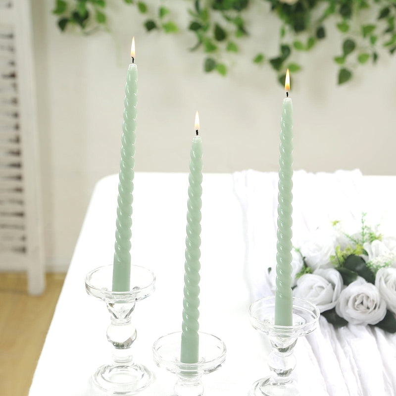 12 Spiral 11" Long Unscented Premium Wax Taper Candles