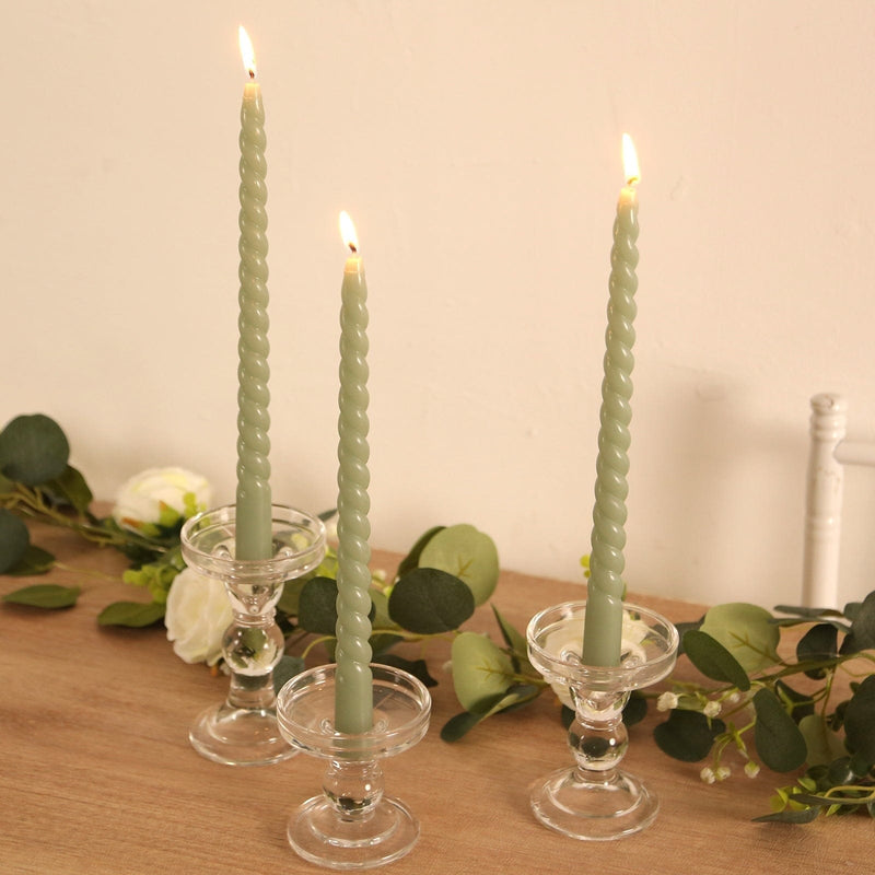 12 Spiral 11" Long Unscented Premium Wax Taper Candles