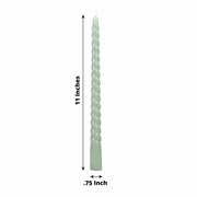12 Spiral 11" Long Unscented Premium Wax Taper Candles