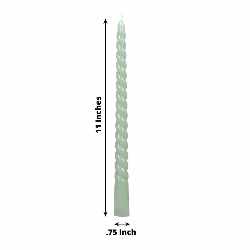 12 Spiral 11" Long Unscented Premium Wax Taper Candles