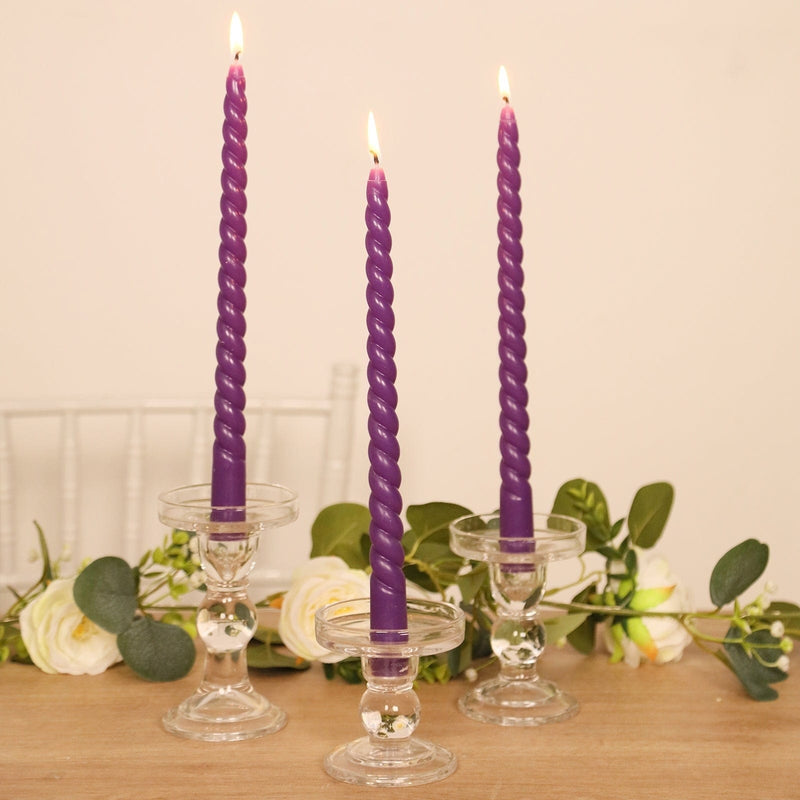 12 Spiral 11" Long Unscented Premium Wax Taper Candles