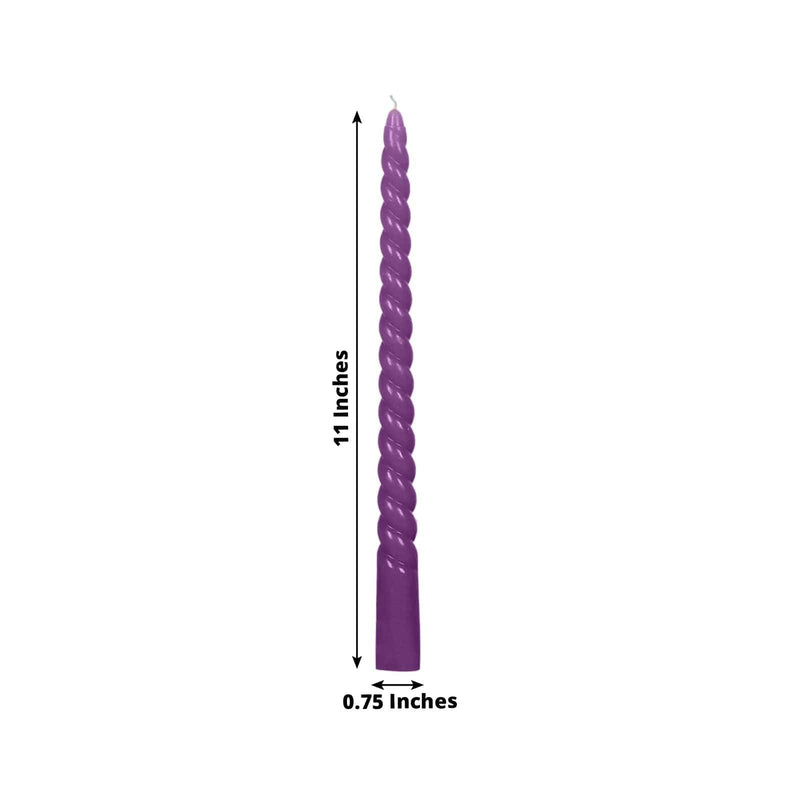 12 Spiral 11" Long Unscented Premium Wax Taper Candles