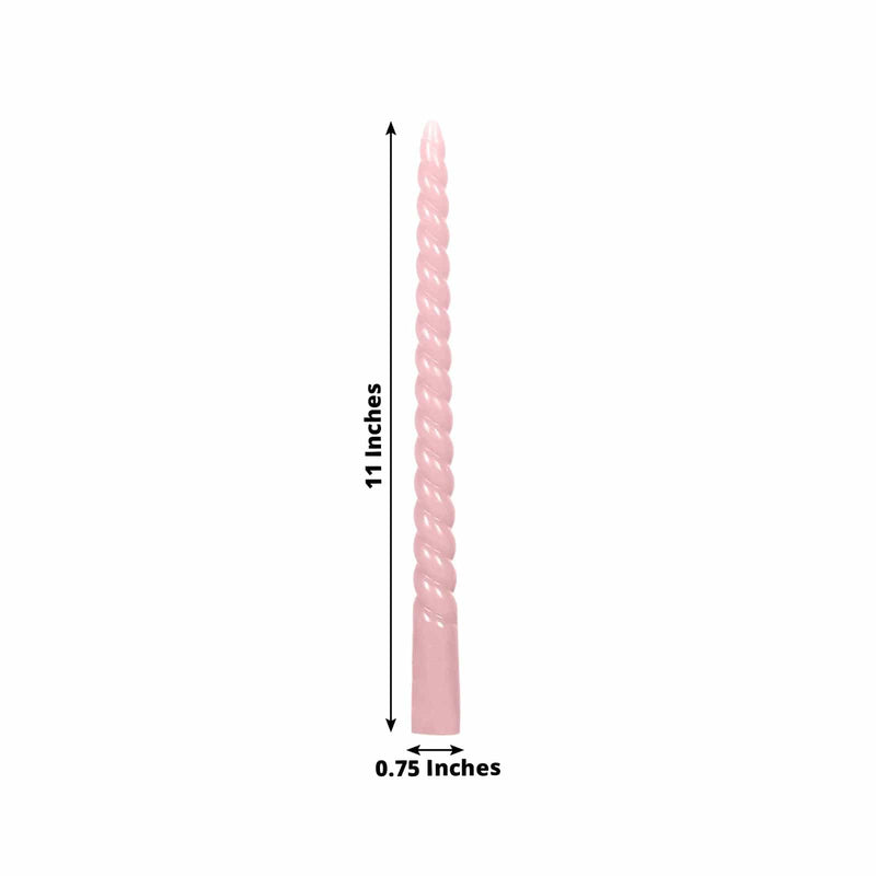 12 Spiral 11" Long Unscented Premium Wax Taper Candles