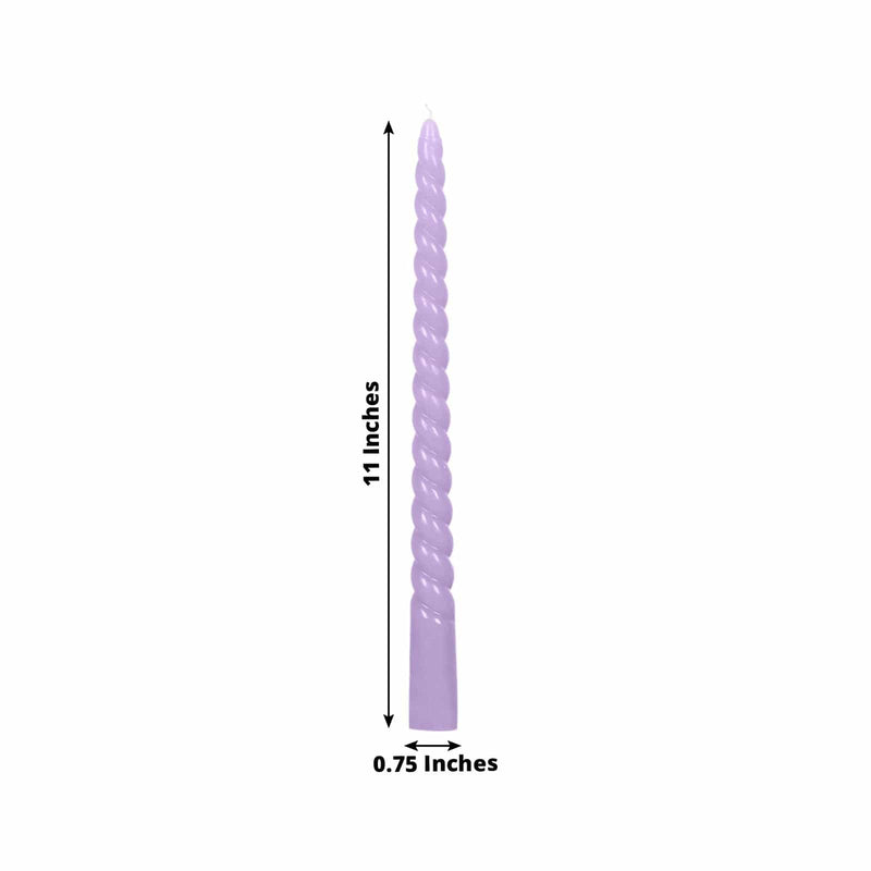 12 Spiral 11" Long Unscented Premium Wax Taper Candles