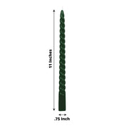 12 Spiral 11" Long Unscented Premium Wax Taper Candles