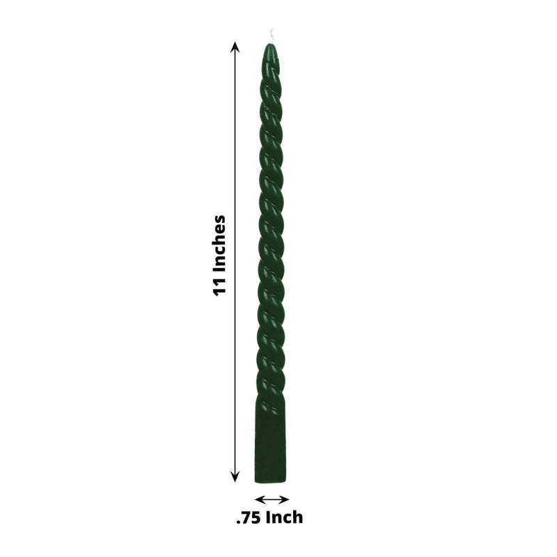 12 Spiral 11" Long Unscented Premium Wax Taper Candles