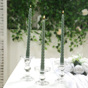 12 Spiral 11" Long Unscented Premium Wax Taper Candles