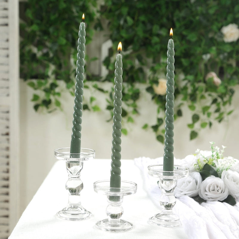 12 Spiral 11" Long Unscented Premium Wax Taper Candles
