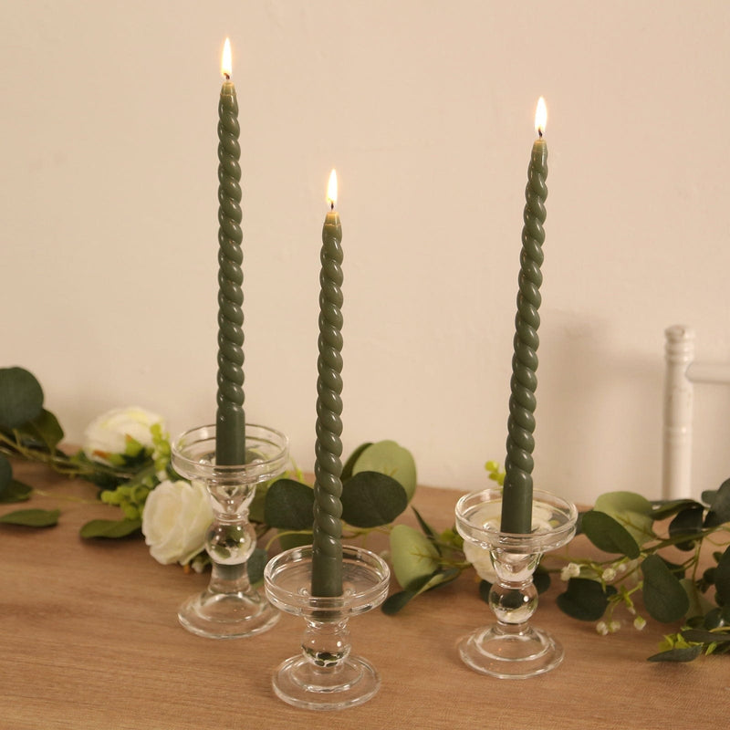 12 Spiral 11" Long Unscented Premium Wax Taper Candles