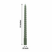 12 Spiral 11" Long Unscented Premium Wax Taper Candles