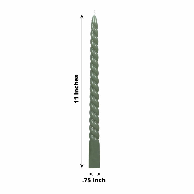 12 Spiral 11" Long Unscented Premium Wax Taper Candles