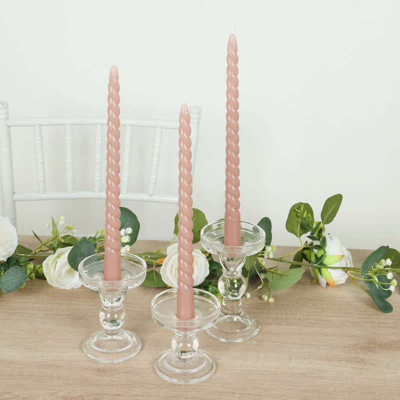 12 Spiral 11" Long Unscented Premium Wax Taper Candles