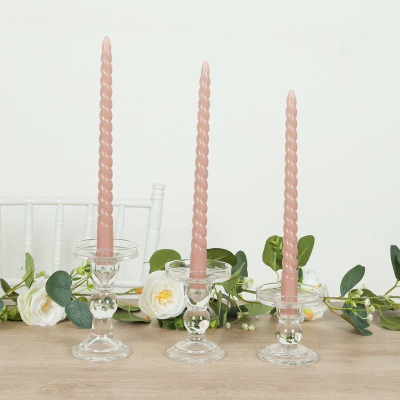 12 Spiral 11" Long Unscented Premium Wax Taper Candles
