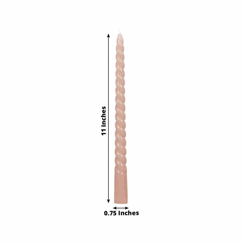 12 Spiral 11" Long Unscented Premium Wax Taper Candles