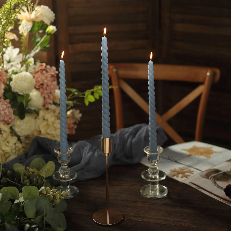 12 Spiral 11" Long Unscented Premium Wax Taper Candles