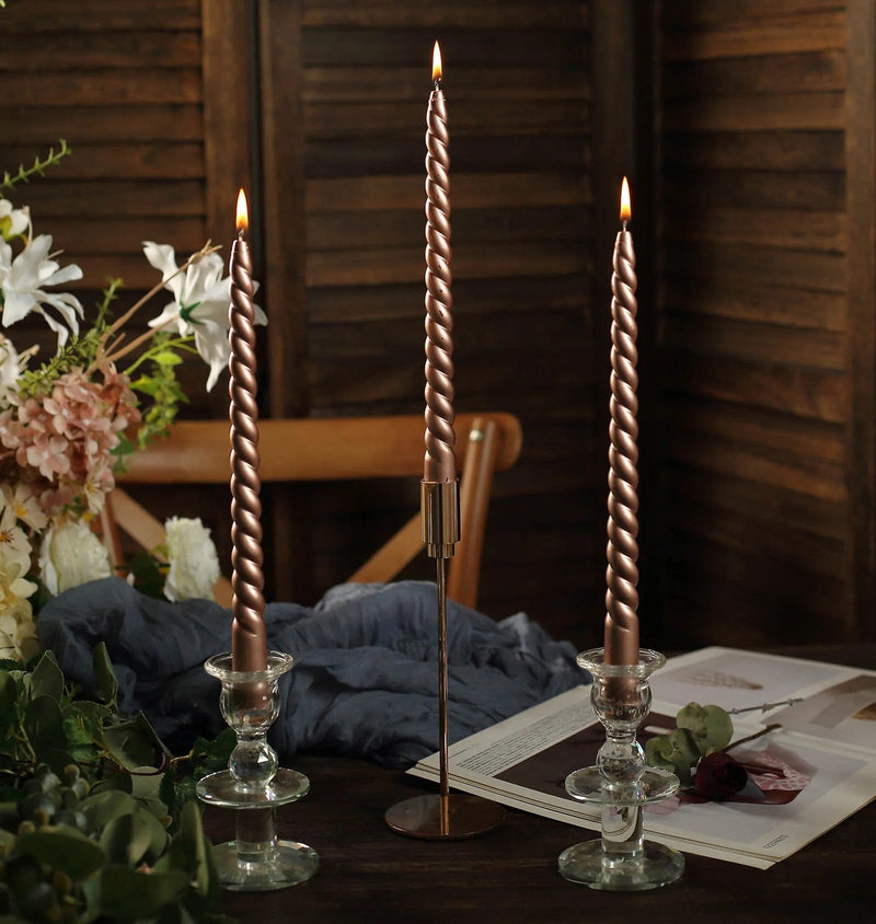 12 Spiral 11" Long Unscented Premium Wax Taper Candles
