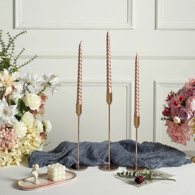 12 Spiral 11" Long Unscented Premium Wax Taper Candles